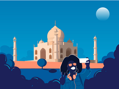 Selfie with Taj_India 2d art 2d character app character delhi design illustration illustration ux ui india indian tajmahal ui vector web