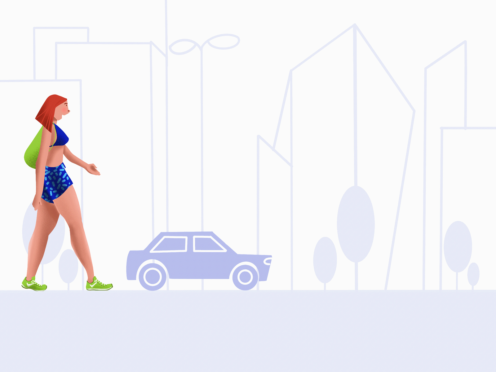 Girl walking animated gif character design illustration illustration ux ui motion procreate vector