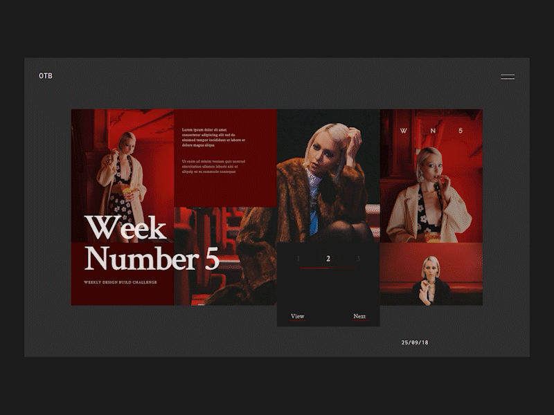 W05 - Red & Elegant animation anime.js app bold colors codepen dark theme design design challenge gif red red and black red theme typography ui ux web web design