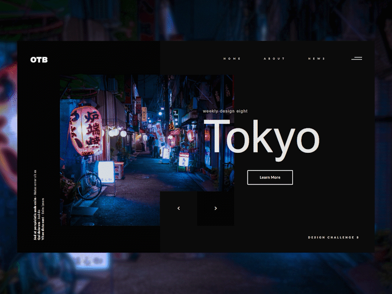 W08 - Tokyo animation app bold colors codepen dark theme design design challenge gif homepage image slider japan javascript scss tokyo typography ui ux vue.js web web design