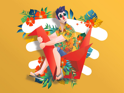 Summertime Magic brand character illustration music vector