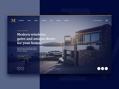 Window & Doors - welcome section clean concept design header hero home landing layout minimal page poland redesign theme ui ux web web design webdesign website welcome