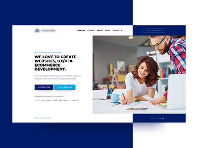 Digital agency - welcome section clean concept design home homepage landing layout minimal redesign theme ui web webdesign website welcome