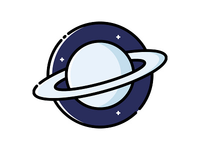 Planet astronomy cartoon flat design icon illustration line icon planet saturn science space