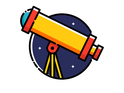 Telescope astronomy cartoon cosmos discovery flat design icon illustration outline science space stars telescope