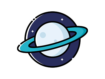 Saturn astronomy cartoon flat design icon illustration outline planet saturn science space