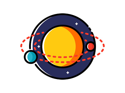 Solar System astronomy cartoon flat design icon illustration outline planet science solar system space star vector