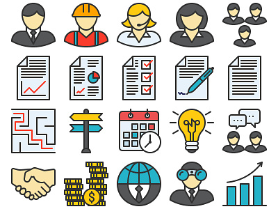 Business Icon Set business business global business icons businessman document icon icons illustrations outline partnership vector worker