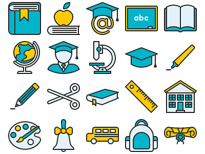 Education Icon Set bell book diploma education education icons graduate icon icons knowledge outline school vector