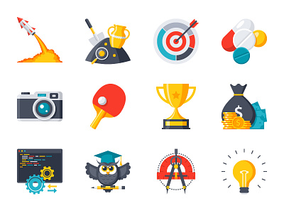 Flat Icons business education finance fintech fitness flat icons icon icon set medical science sport vector