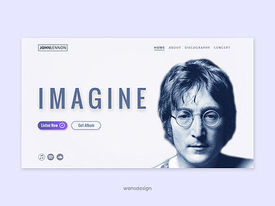 John Lennon ( Musician Landing Page Concept) john lennon landing page musician ui design