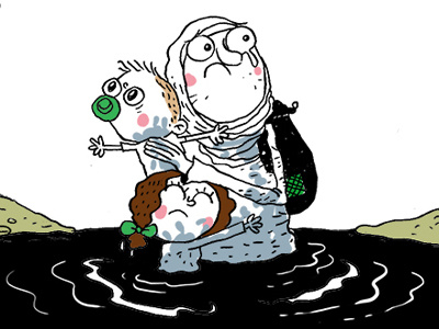 syrian migrants caricature illustration syria