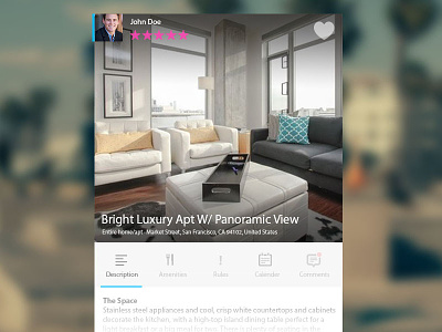 Airbnb widget ios 7 menu mobile profile ux design web design