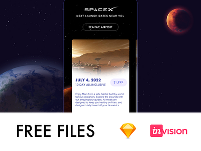 SpaceX Space Travel App free iphonex mobile rebound sketch space ui ux