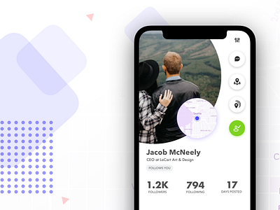 Mobile Profile view app illustration maps social ui ux vector