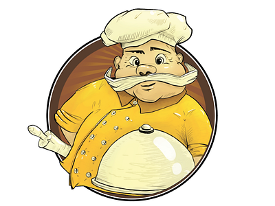 Papa Ronny's pizza character illustration