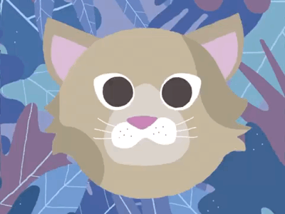 Bad kitty 2danimation after effects animation blue cat charater design design face illustration illustrator plants purple rigging