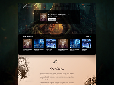 Fantasy Audiobook Website design ui ux visual design web design
