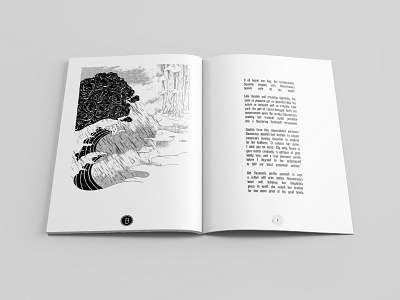 Dawn on the Eclipse black and white book illustration japanese landscape storm trees waves