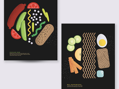 Good Eats chicago food hot dog illustration korean naengmyeon poster