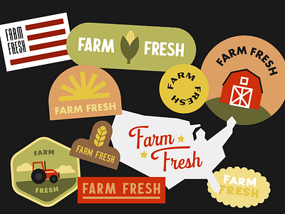 Farm Fresh! badge icons illustration logo typography