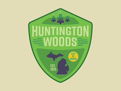 Huntington Woods, Michigan badge design flat michigan