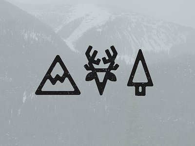 Colorado elk icons mountain simple tree