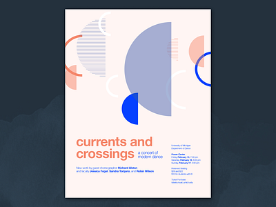 Currents and Crossings dance michigan poster student typography