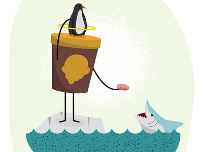 Halo Top donuts halo top ice cream illustration penguin poster shark