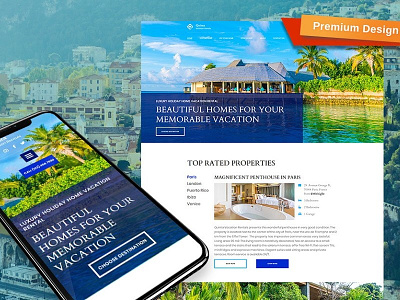 Vacation Rental Website Template for Holiday Rentals design for website holiday rental mobile website design responsive website design web design website design website template