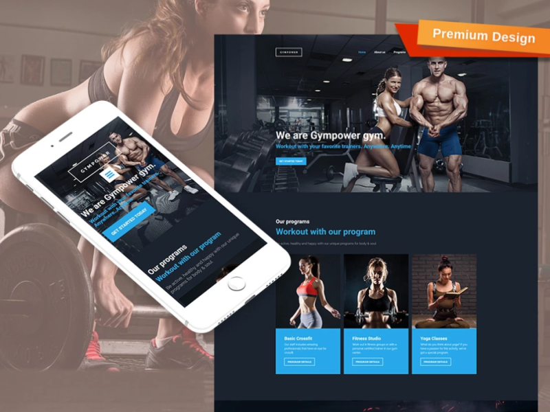 Gympower Fitness & Bodybuilding site Design by MotoCMS on Dribbble