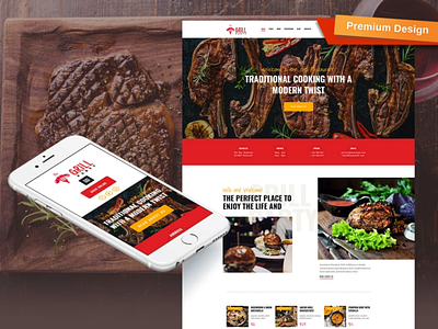 Grill Restaurant Premium Template design for website mobile website design web design website design website template