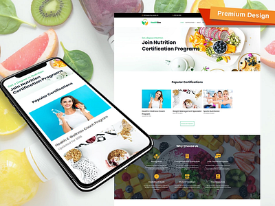 Nutrition Certification Programs Website Template design for website mobile website design responsive website design web design website design website template