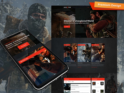 Online Shooter Gaming Website Template For Action Games design for website mobile website design responsive website design web design website design website template