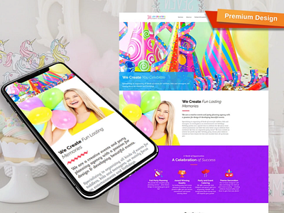 Birthday Website Template for Event Planner Websites birthday website design for website event planner events mobile website design responsive website design web design website design website template