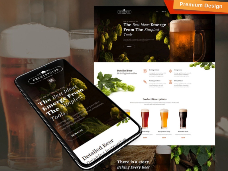 Beer Website Design for Craft Beer Pubs and Breweries by MotoCMS on