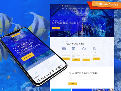 Aquarium Website Template for Public Aquarium aquarium aquarium website design for website mobile website design public aquarium responsive website design web design website design website template