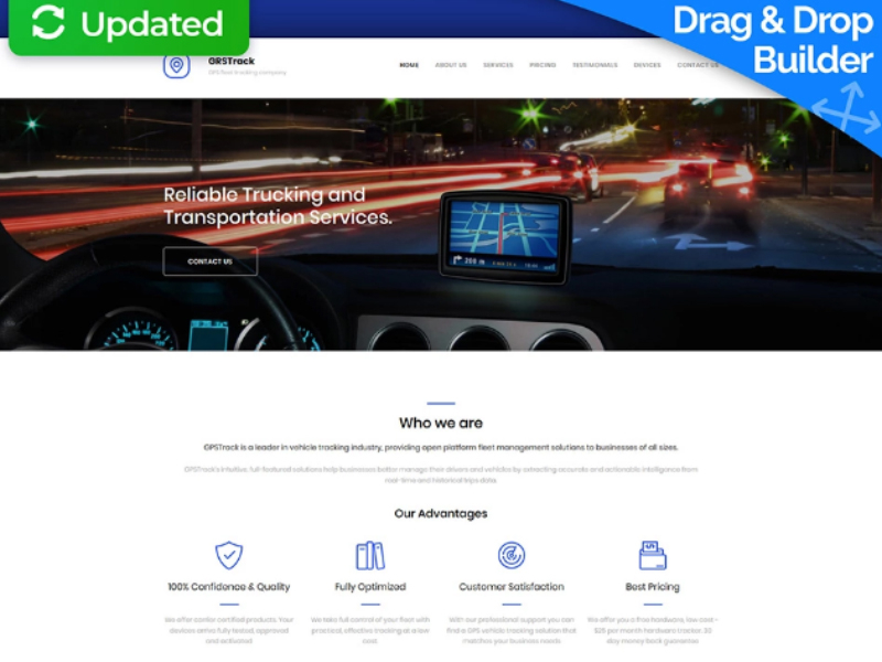 GPS Tracking Website Template for Vehicle Tracking Service by MotoCMS