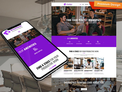Coworking Website Template for Shared Workspace Site coworking website design for website mobile website design responsive website design web design website design website template workspace site