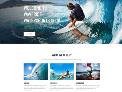 Surfing Website Template for Windsurfing Sports Club