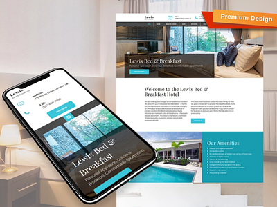 Bed and Breakfast Website Template for Hostel bed and breakfast design for website hostel mobile website design responsive website design web design website design website template