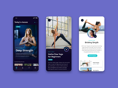 Pivot Yoga app design fitness product design purple teal ui yoga yoga app
