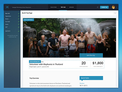 Trip Builder admin builder dark page builder trip ui volunteer web app