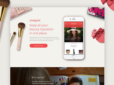 Lovelyloot Site app beauty ios iphone landing page lovelyloot makeup pink red website