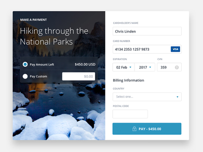 Make a Payment billing credit card modal national park payment