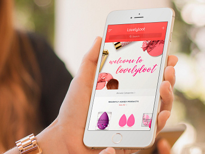Lovelyloot app beauty gold iphone love makeup mockup red white