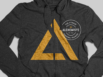 Fitness Alchemists Mockup fitness gold identity logo mockup patch sports sweatshirt triangle