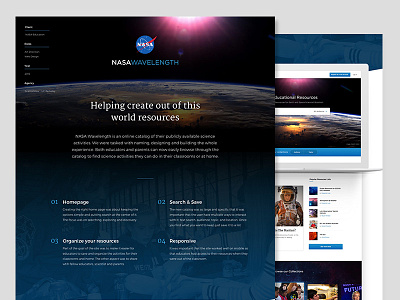 NASA Wavelength case study activities behance blue case study earth mobile nasa resources science website