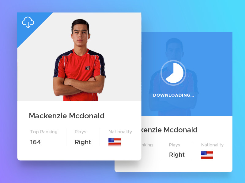Download Pro gradient loading cloud download cards tennis player