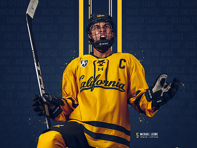 Cal Hockey Poster blue college design gold hockey poster print sports